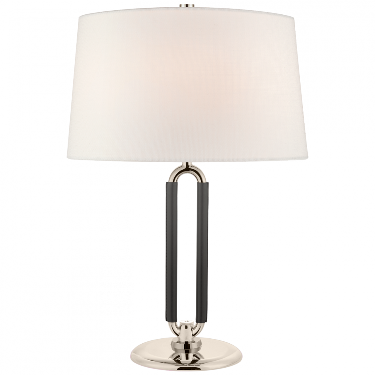 Cody Medium Table Lamp - Polished Nickel and Chocolate Leather