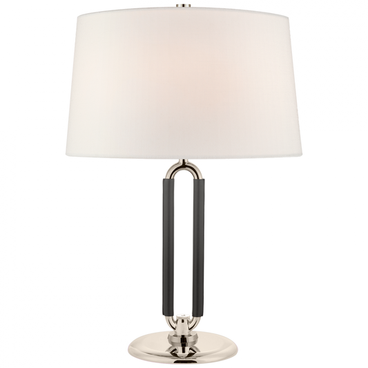 Cody Medium Table Lamp - Polished Nickel and Chocolate Leather