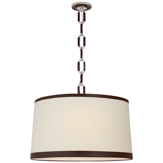 Cody Large Hanging Shade - Polished Nickel with Chocolate Leather