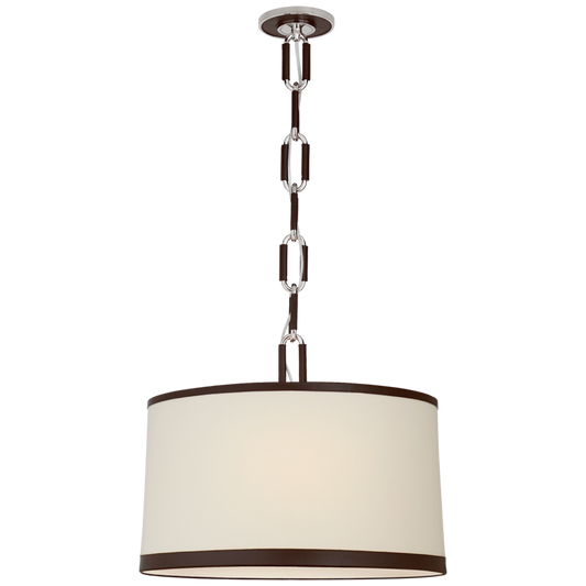 Cody Medium Hanging Shade - Polished Nickel with Chocolate Leather