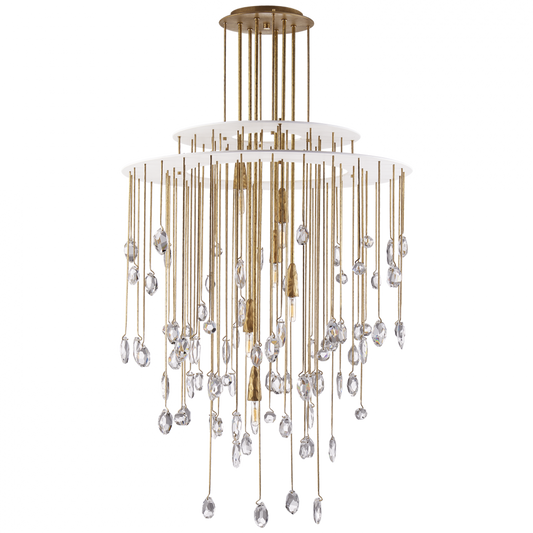 Hailee Medium Sculpted Chandelier - Natural Brass and Plaster White