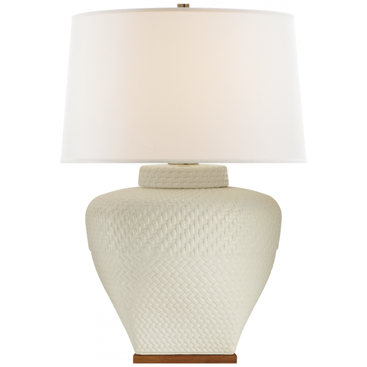 Isla Small Table Lamp - White Leather Ceramic