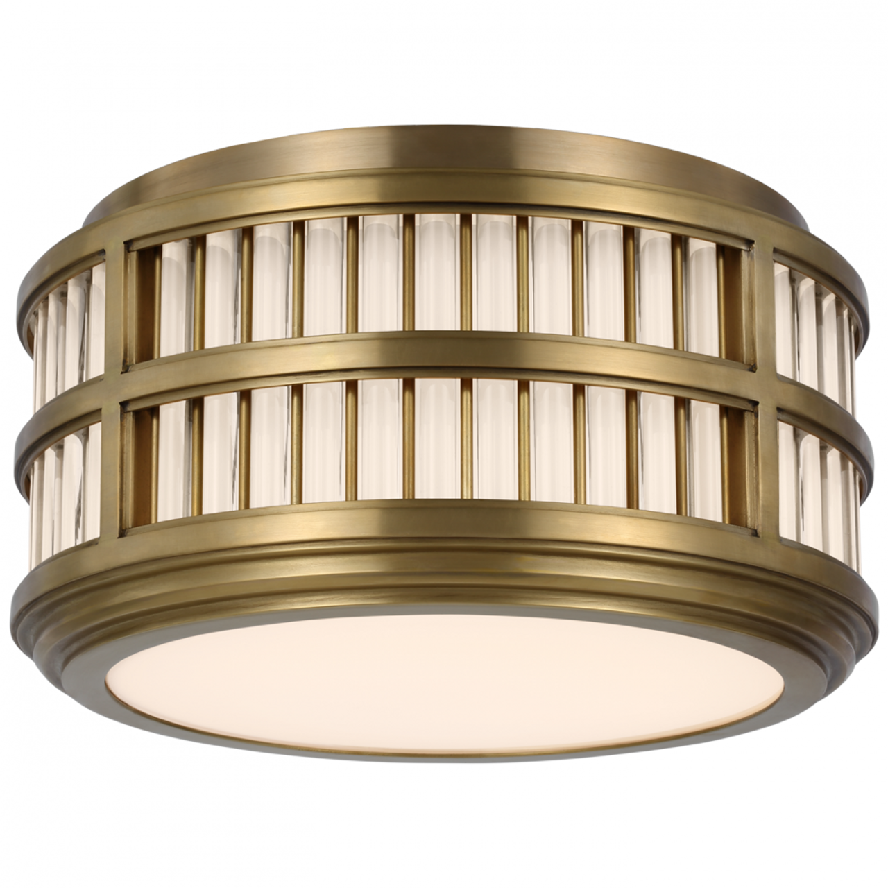 Perren 12" Flush Mount - Natural Brass and Glass Rods