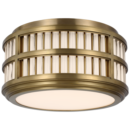 Perren 12" Flush Mount - Natural Brass and Glass Rods