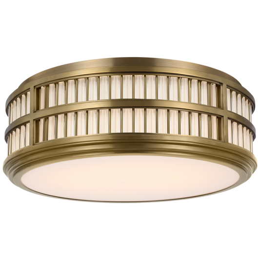 Perren 18" Flush Mount - Natural Brass and Glass Rods