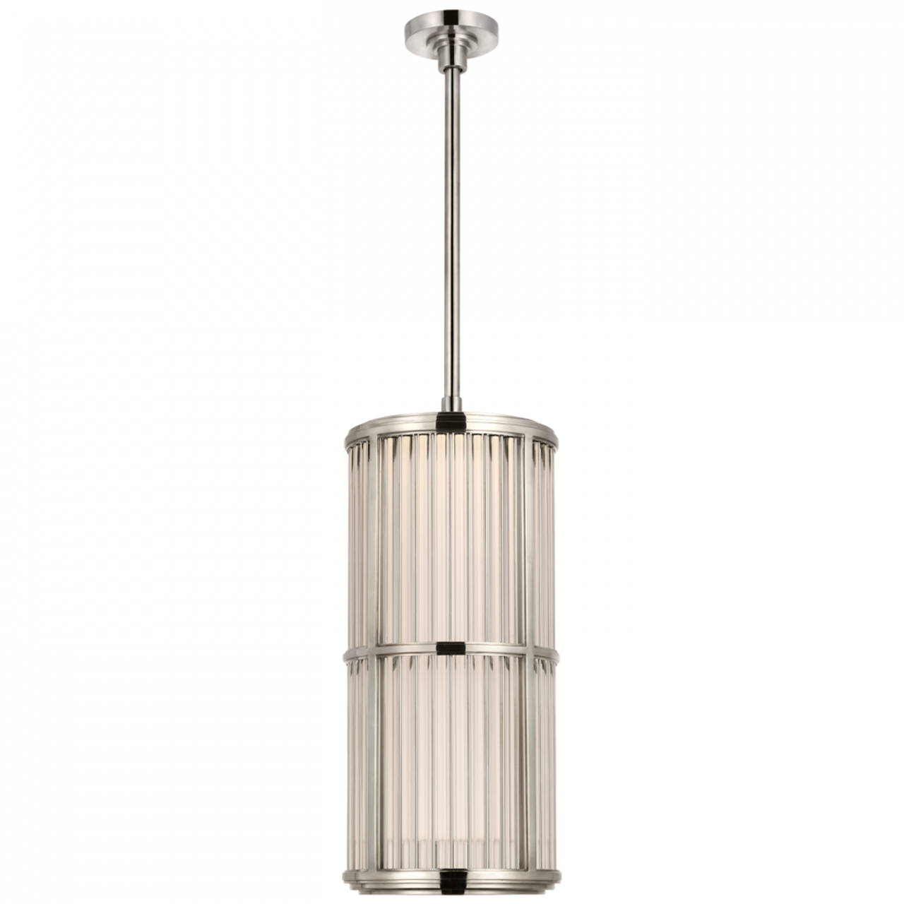 Perren 10" Pendant - Polished Nickel and Glass Rods