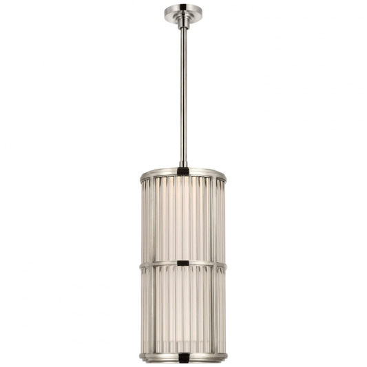 Perren 10" Pendant - Polished Nickel and Glass Rods