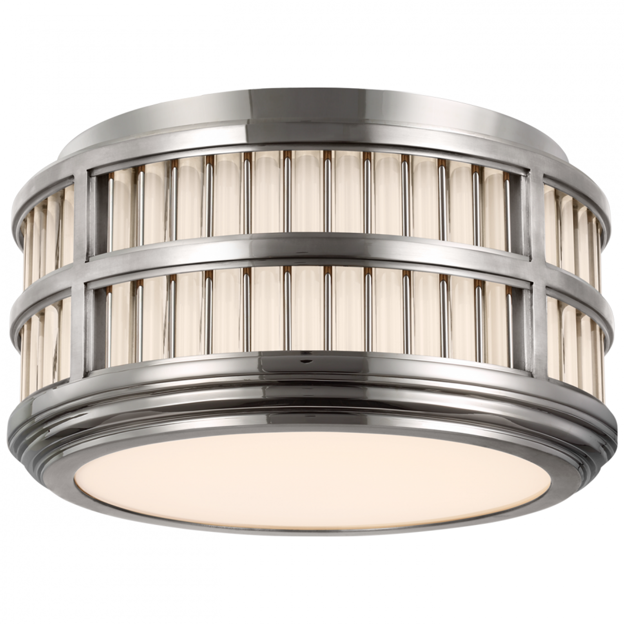 Perren 12" Flush Mount - Polished Nickel and Glass Rods