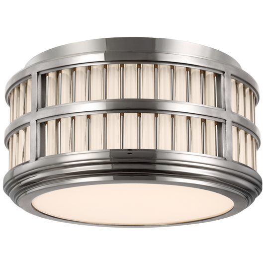 Perren 12" Flush Mount - Polished Nickel and Glass Rods