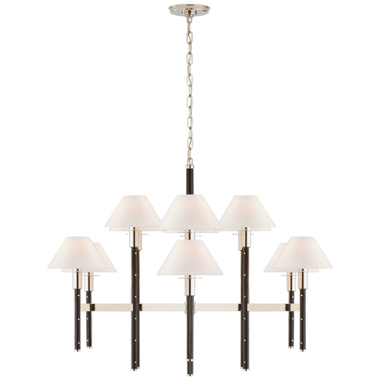 Radford Large Two Tier Chandelier - Polished Nickel and Black Ebony