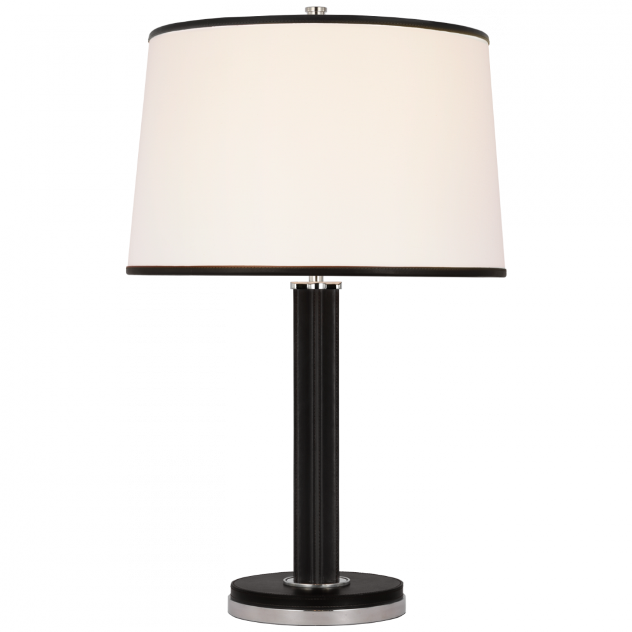 Riley Medium Table Lamp - Polished Nickel and Chocolate Leather