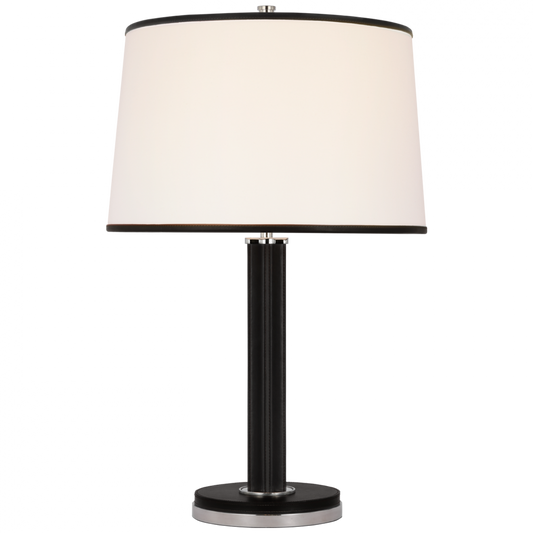 Riley Medium Table Lamp - Polished Nickel and Chocolate Leather