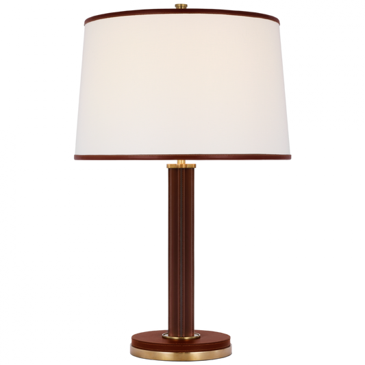 Riley Medium Table Lamp - Natural Brass and Saddle Leather