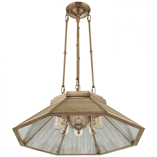 Rivington Medium Eight-Paneled Chandelier - Natural Brass