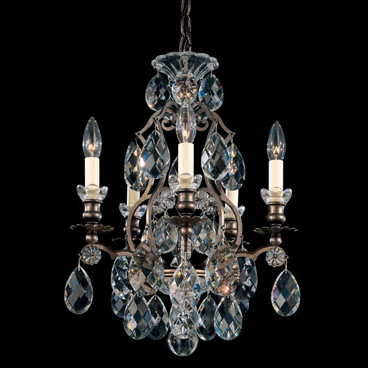 Renaissance Chandelier, 5-Light, French Gold, Clear Swarovski Crystal, 14.5"W (3769-26S 1HZRLT)