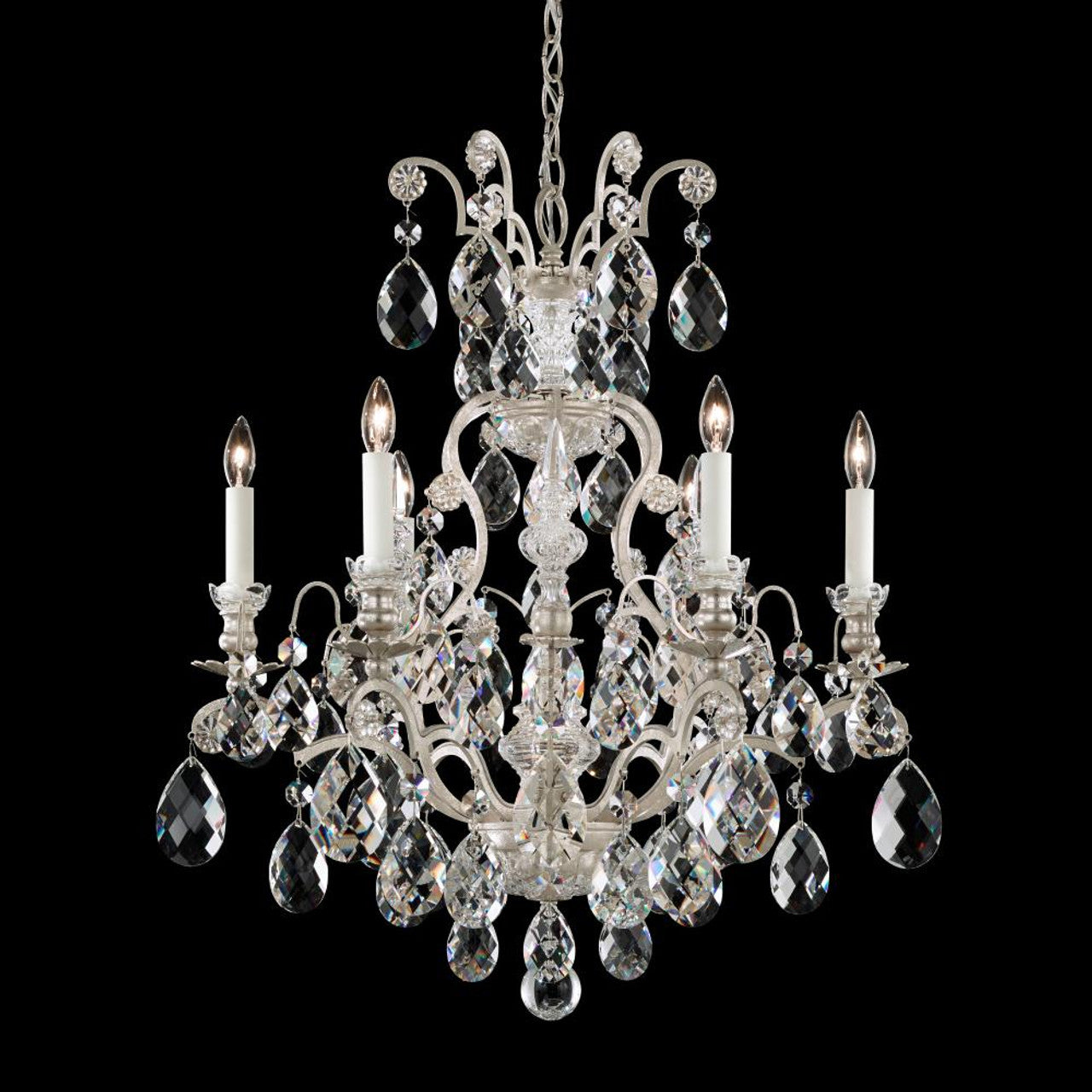 Renaissance Chandelier, 7-Light, French Gold, Clear Swarovski Crystal, 23.5"W (3770-26S 1HZRLX)