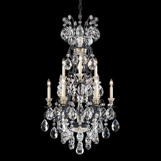 Renaissance Chandelier, 10-Light, Black, Clear Swarovski Crystal, 21"W (3780-51S 1HZRMN)