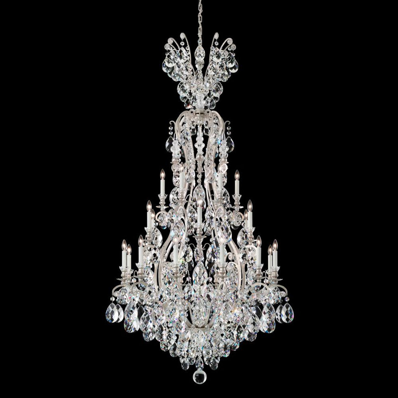 Renaissance Chandelier, 25-Light, Antique Silver, Clear Swarovski Crystal, 36"W (3783-48S 1HZRN0)