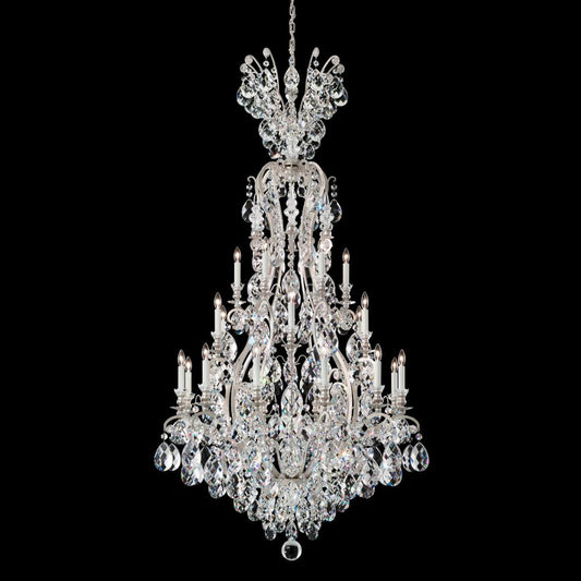 Renaissance Chandelier, 25-Light, Antique Silver, Clear Swarovski Crystal, 36"W (3783-48S 1HZRN0)