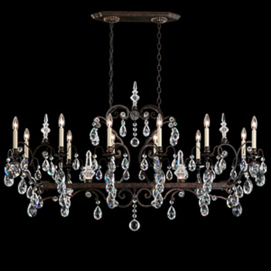 Renaissance Chandelier, 14-Light, Antique Silver, Clear Heritage Crystal, 56"W (3796N-48H 1J2V6T)