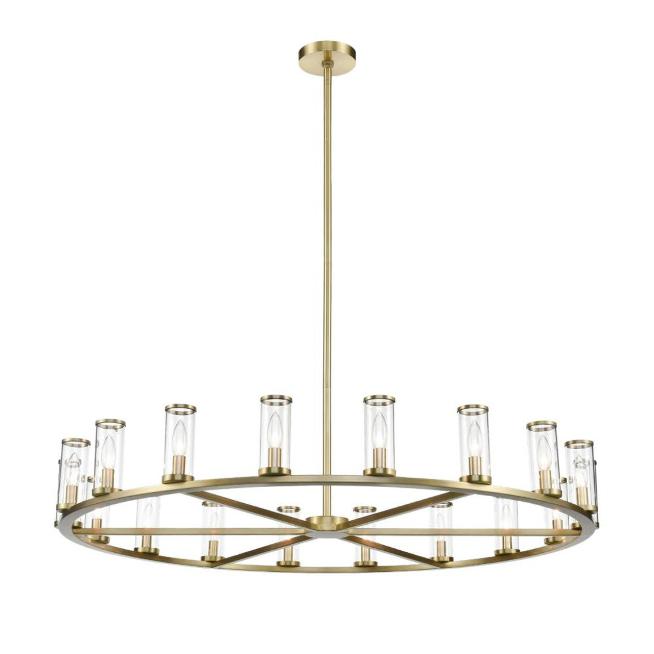 Revolve Candelabra Chandelier, 18-Light, Natural Brass, Clear Glass, 48.13"D (CH309018NBCG 706TMPQ)