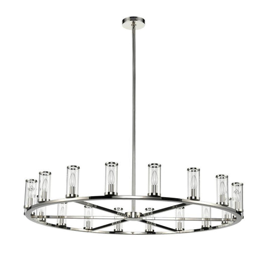 Revolve Candelabra Chandelier, 18-Light, Polished Nickel, Clear Glass, 48.13"D (CH309018PNCG 706TMPR)