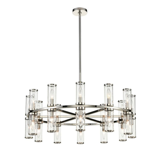 Revolve Candelabra Chandelier, 24-Light, Polished Nickel, Clear Glass, 32.75"D (CH309024PNCG 706TMPX)