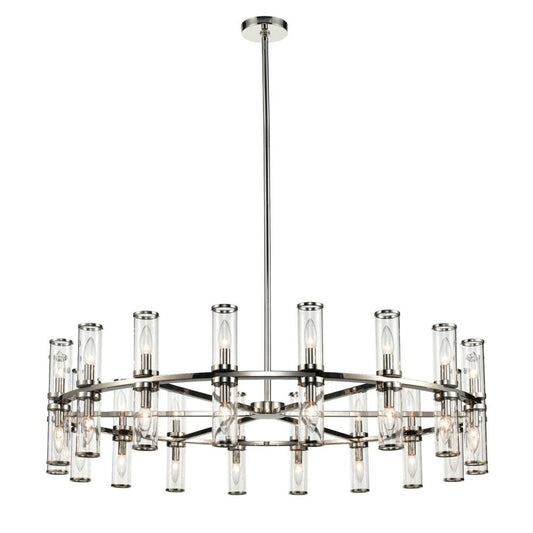 Revolve Candelabra Chandelier, 36-Light, Polished Nickel, Clear Glass, 48.13"D (CH309036PNCG 706TMPZ)