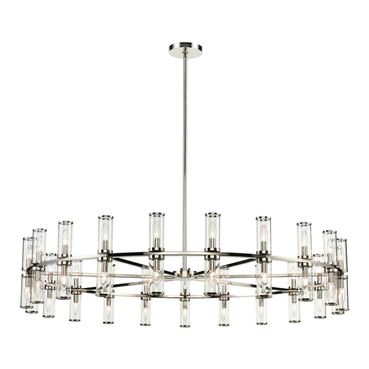 Revolve Candelabra Chandelier, 42-Light, Polished Nickel, Clear Glass, 60.38"D (CH309042PNCG 706TMQ2)