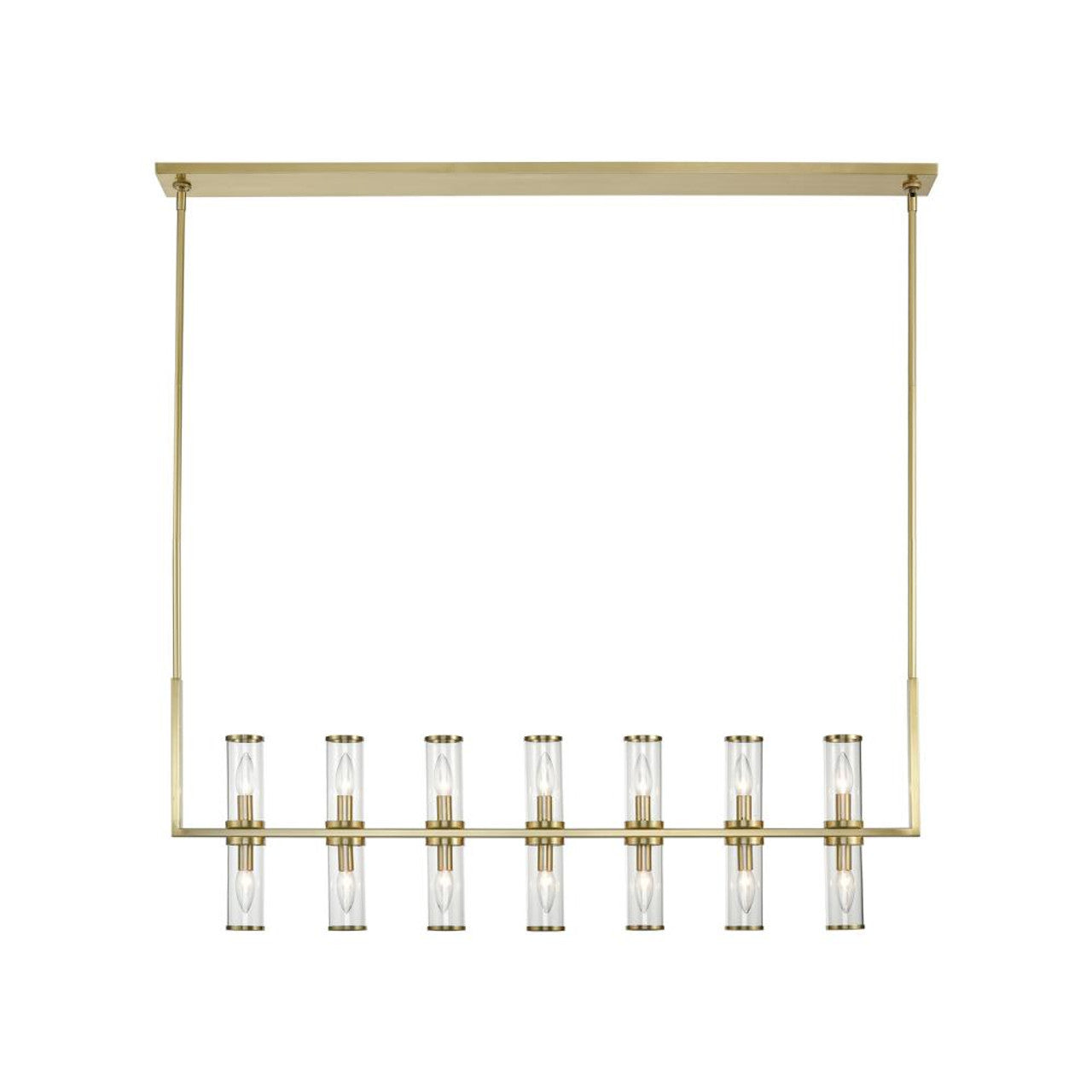 Revolve Linear Chandelier, 14-Light, Natural Brass, Clear Glass, 47.25"L (LP309077NBCG 706TMQ9)