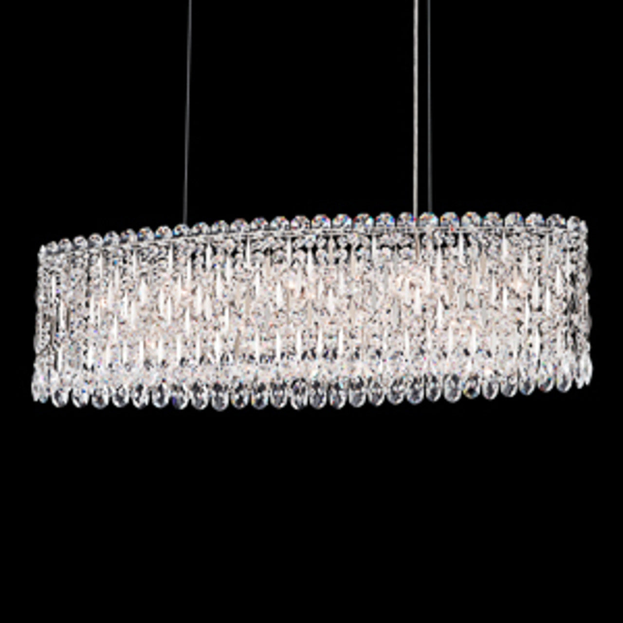 Sarella Linear Chandelier, 12-Light, Polished Stainless Steel, Clear Heritage Crystal, 36"W (RS8340N-401H 1HZWJU)