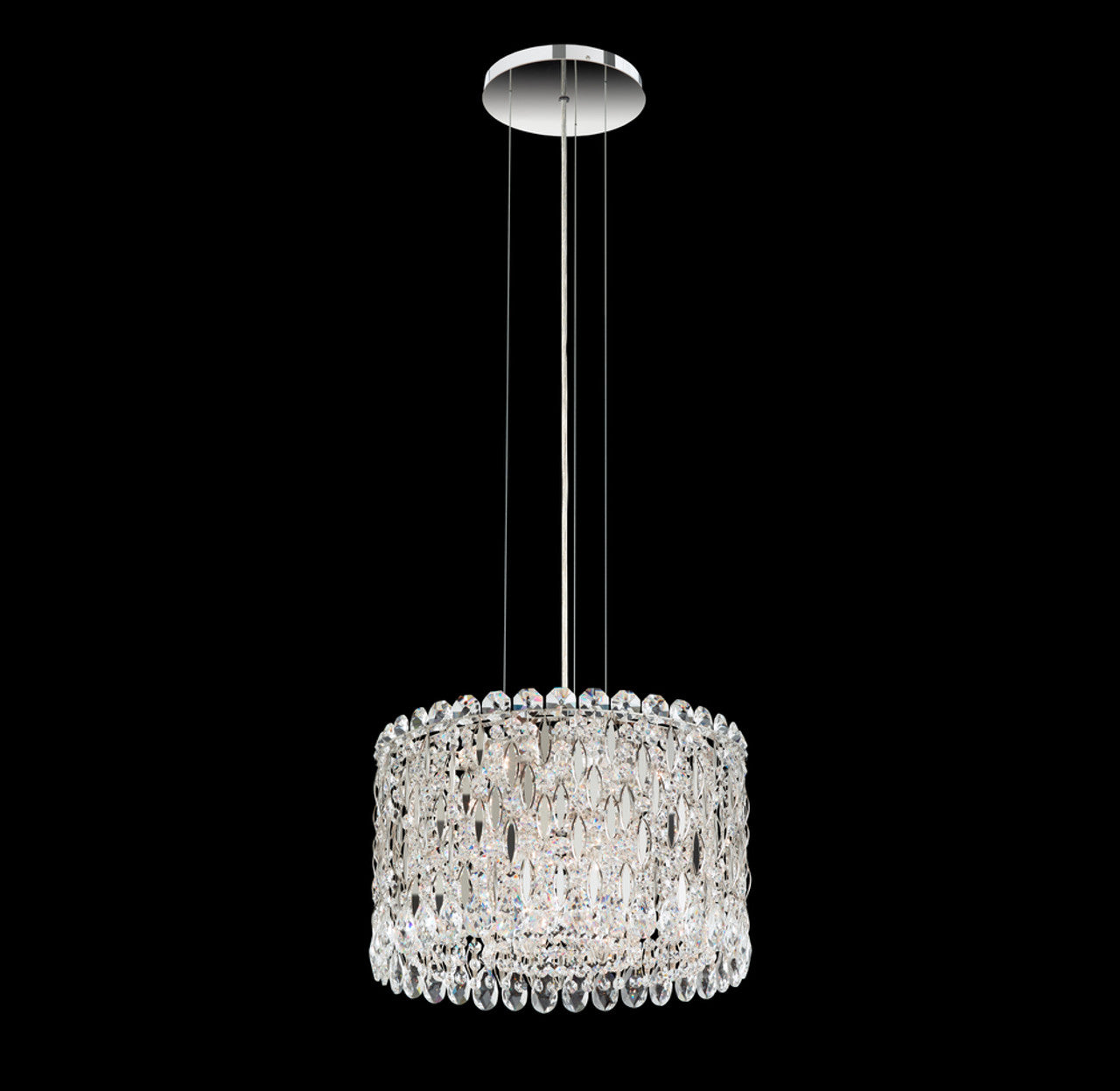 Sarella Drum Pendant, 8-Light, Polished Stainless Steel, Clear Heritage Crystal, 15.5"W (RS8345N-401H 1J00FZ)