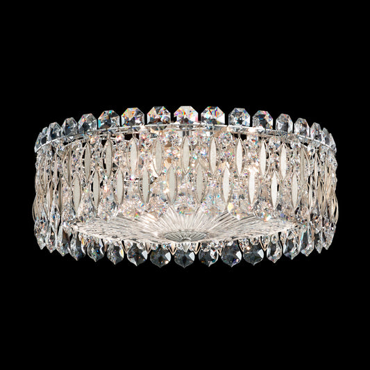 Sarella Flush Mount, 3-Light, Antique Silver, Clear Swarovski Crystal, 15.5"W (RS8348N-48S 1J2U8D)