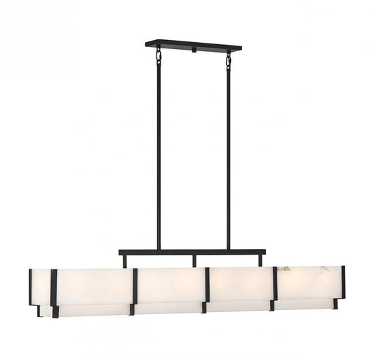 Orleans Linear Chandelier, 8-Light, Black Cashmere, Alabaster Shade, 8"W (1-2332-8-50 ALVP2)