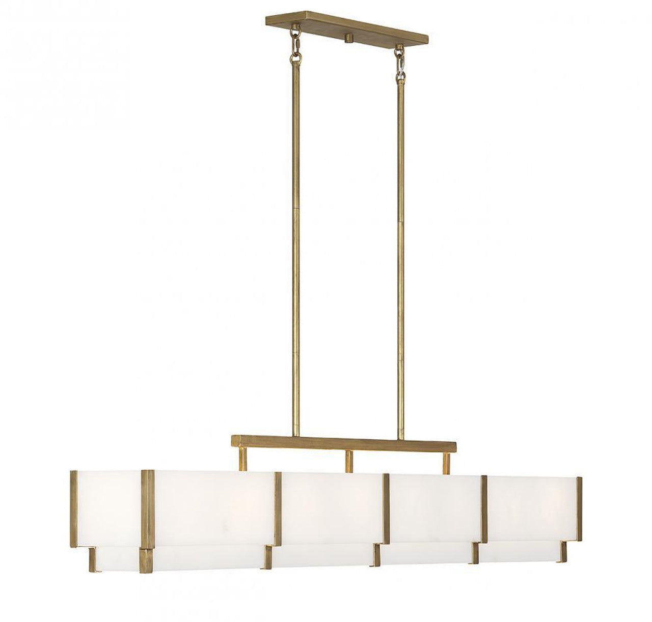 Orleans Linear Chandelier, 8-Light, Distressed Gold, Alabaster Shade, 8"W (1-2332-8-60 ALVP3)