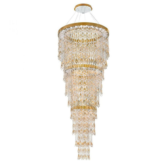 Pavona Foyer Pendant, Integrated LED, Heirloom Gold, Clear Radiance Crystal (S9192-22R 1JG1VD)