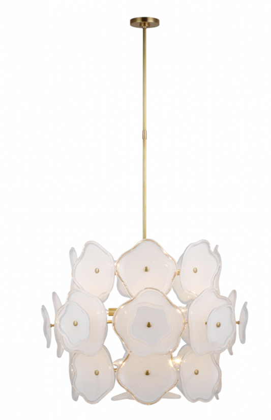 Leighton Large Barrel Chandelier, 11-Light, Soft Brass, 30.5"W (KS 5067SB-CRE CX05P)