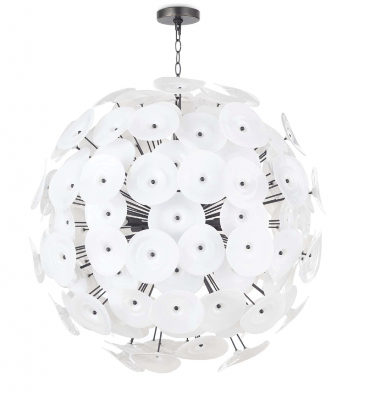 Poppy Glass Chandelier, 12-Light, White, 38"H (16-1188WT 50503QR)