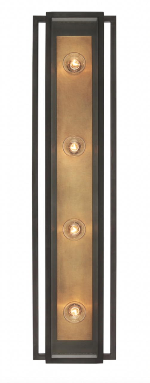 Halle Vanity Light, 4-Light, Bronze and Hand-Rubbed Antique Brass, 30"H (S 2204BZ/HAB-CG CX5ZX)