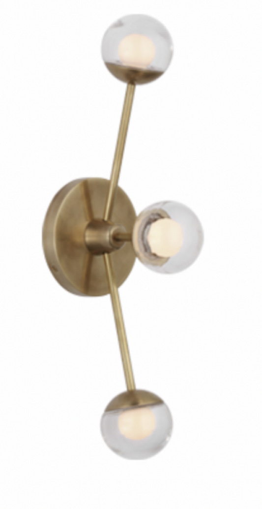 Alloway Triple Linear Sconce, 1-Light, LED, Soft Brass, 19"H (KS 2230SB-CG CWZ52)