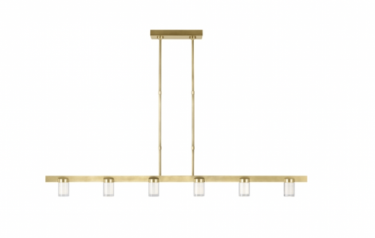 Esfera Large Linear Chandelier, 6-Light, LED, Natural Brass, 60"L (700LSESF60NB-LED927 70PGEJ1)