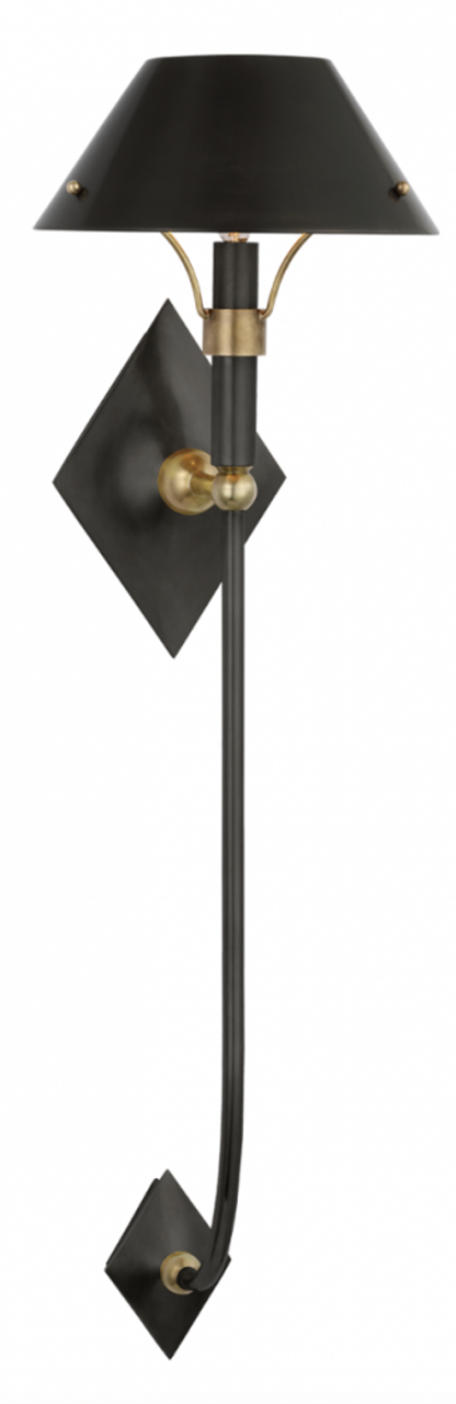 Turlington X-Large Sconce, 1-Light, LED, Bronze, Hand-Rubbed Antique Brass, Bronze Shade, 30"H (TOB 2723BZ/HAB-BZ CX525)