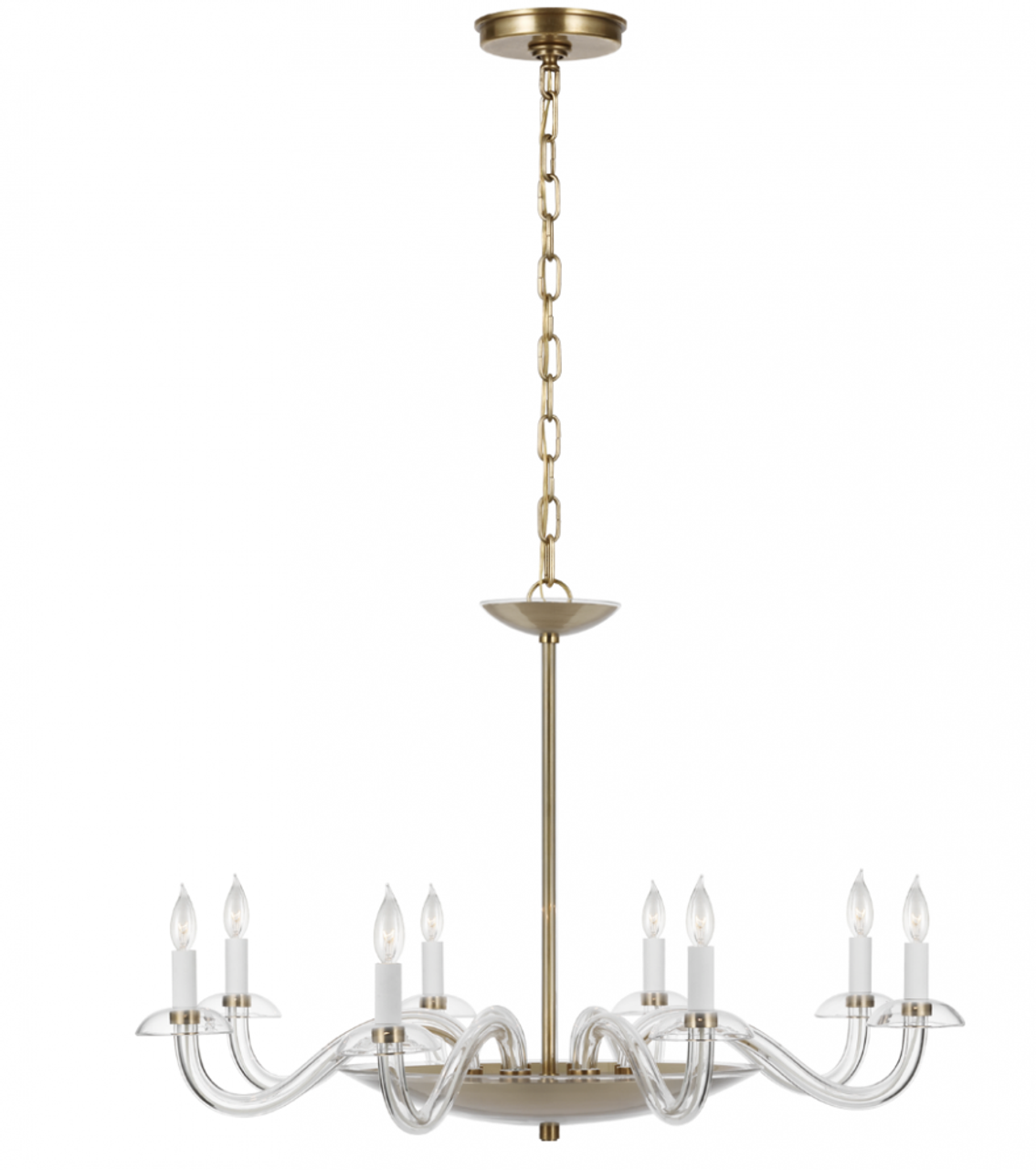 Brigitte Large Chandelier, 8-Light, Clear Glass, Hand-Rubbed Antique Brass, 34.75"W (PCD 5020CG/HAB D624N)