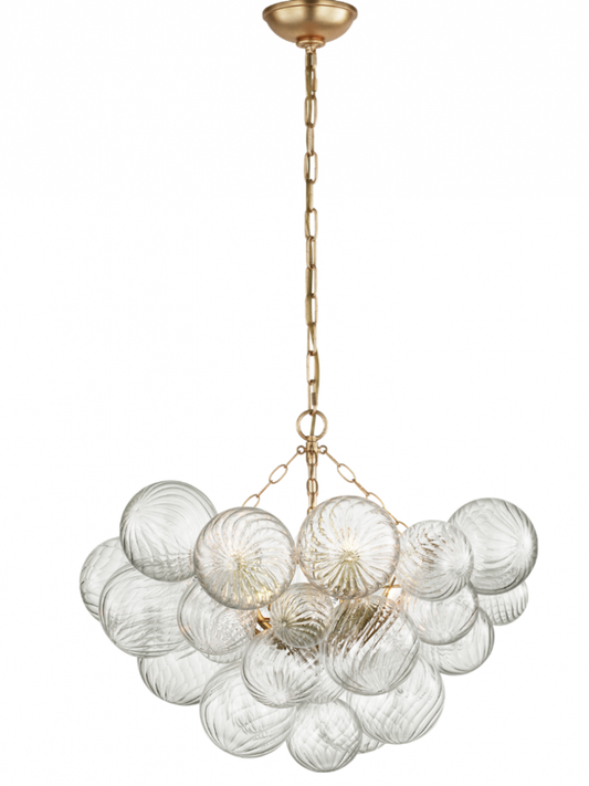 Talia Medium Chandelier - Gild and Clear Swirled Glass