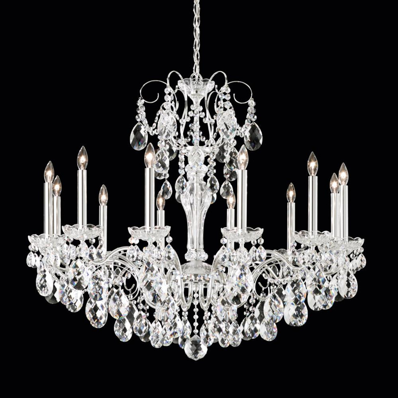 Sonatina Chandelier, 12-Light, Polished Silver, Clear Swarovski Crystal, 34"W (ST1849N-40S 1814RF)