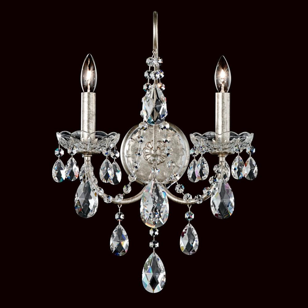 Sonatina Wall Sconce, 2-Light, Antique Silver, Clear Heritage Crystal, 17"H (ST1939N-48H 180ZX0)