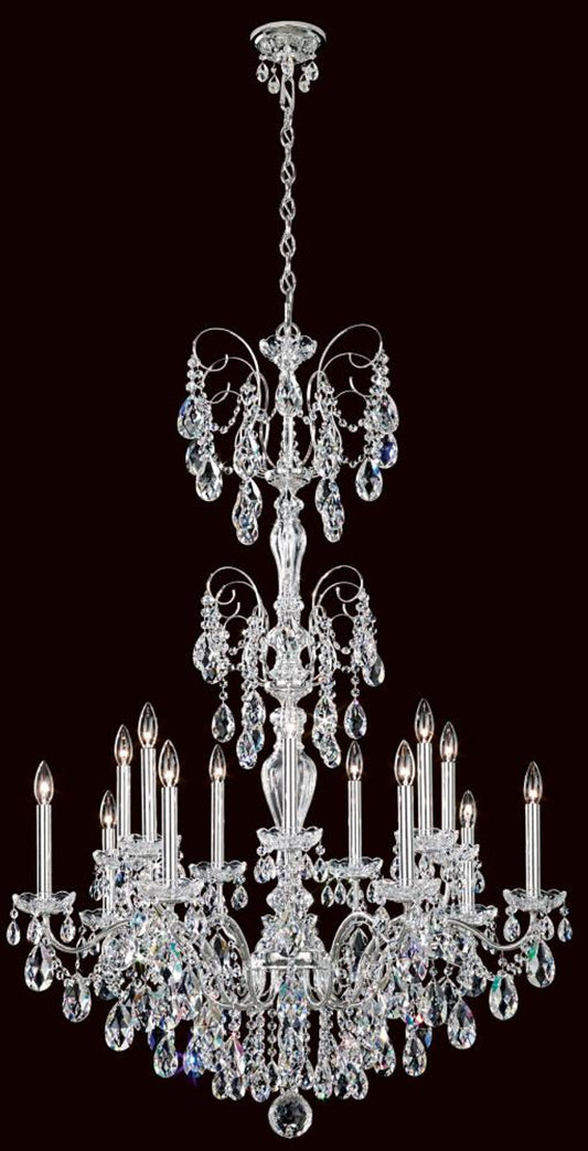 Sonatina Chandelier, 14-Light, Polished Silver, Clear Swarovski Crystal, 35"W (ST1952N-40S 1810VL)