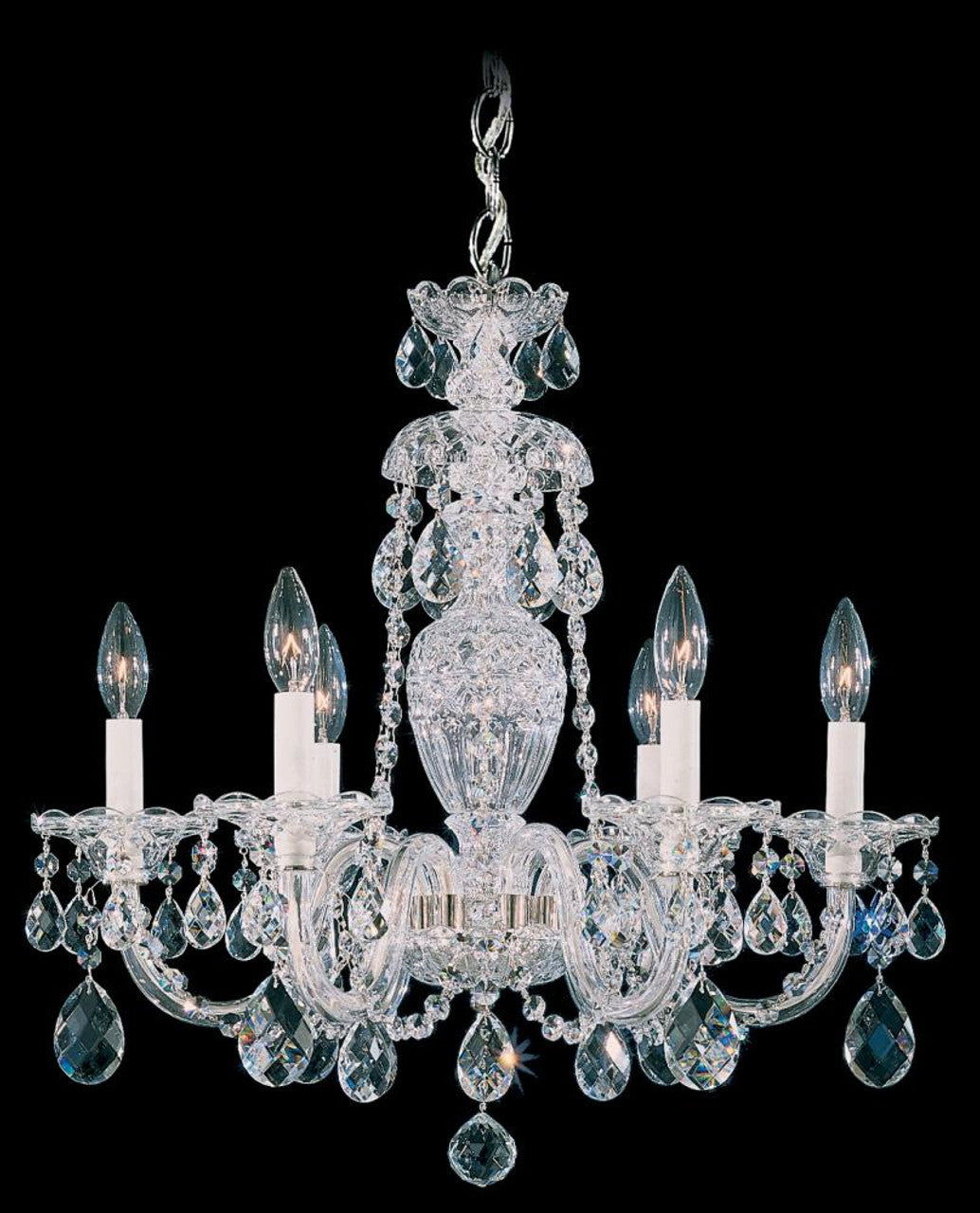 Sterling Chandelier, 6-Light, Aurelia Gold, Clear Swarovski Crystal, 21"W (2994-211S 17V0FN)