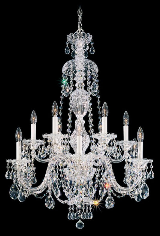 Sterling Chandelier, 12-Light, Polished Silver, Clear Heritage Crystal, 29"W (2997-40H Y9NX6)