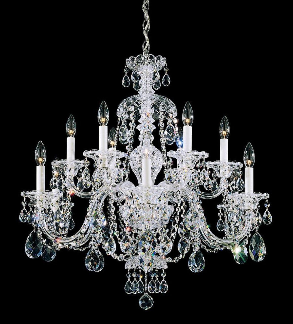 Sterling Chandelier, 12-Light, Aurelia Gold, Clear Heritage Crystal, 29"W (3601-211H 17QRYH)